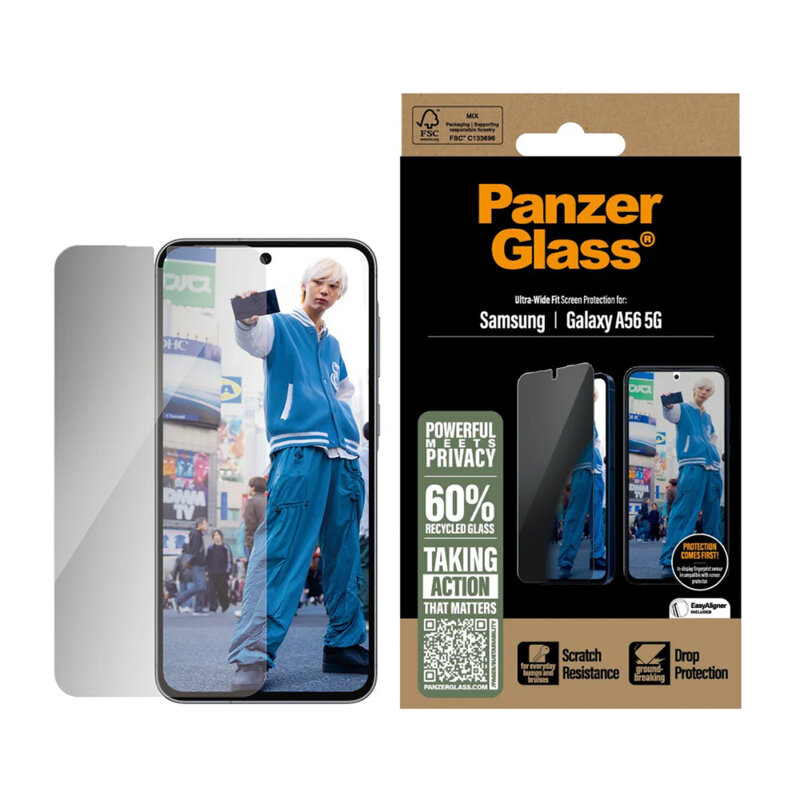 Folie Samsung Galaxy A56 5G PanzerGlass® Privacy Ultra-Wide Fit, clear
