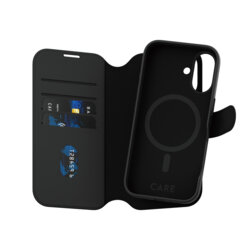 Husa iPhone 16 PanzerGlass® CARE Feature MagSafe Case Tango Two-in-One Wallet, negru