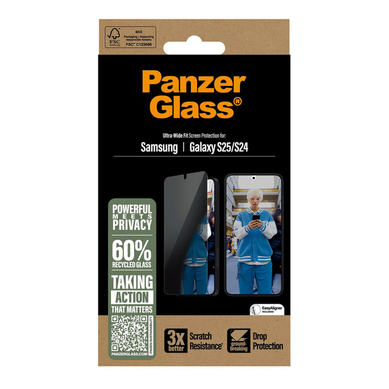 Folie Samsung Galaxy S24 PanzerGlass® Privacy Ultra-Wide Fit, clear