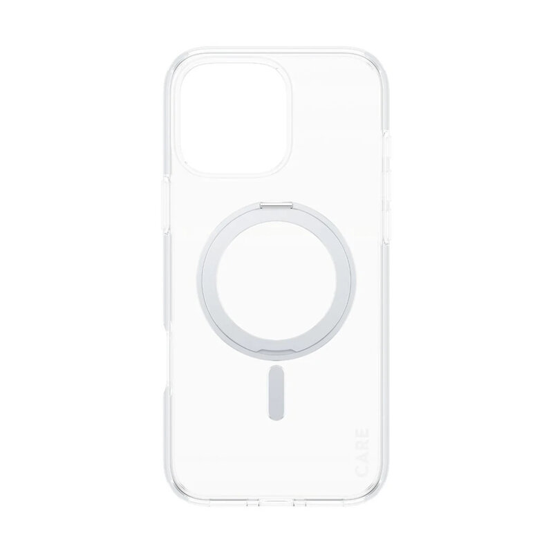 Husa iPhone 16 Pro Max PanzerGlass® CARE Feature Silver Kickstand & MagSafe, transparenta