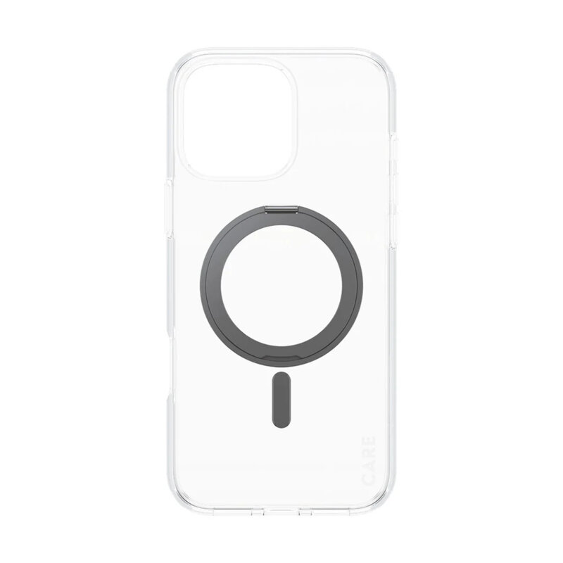 Husa iPhone 16 Pro Max PanzerGlass® CARE Feature Black Kickstand & MagSafe, transparenta