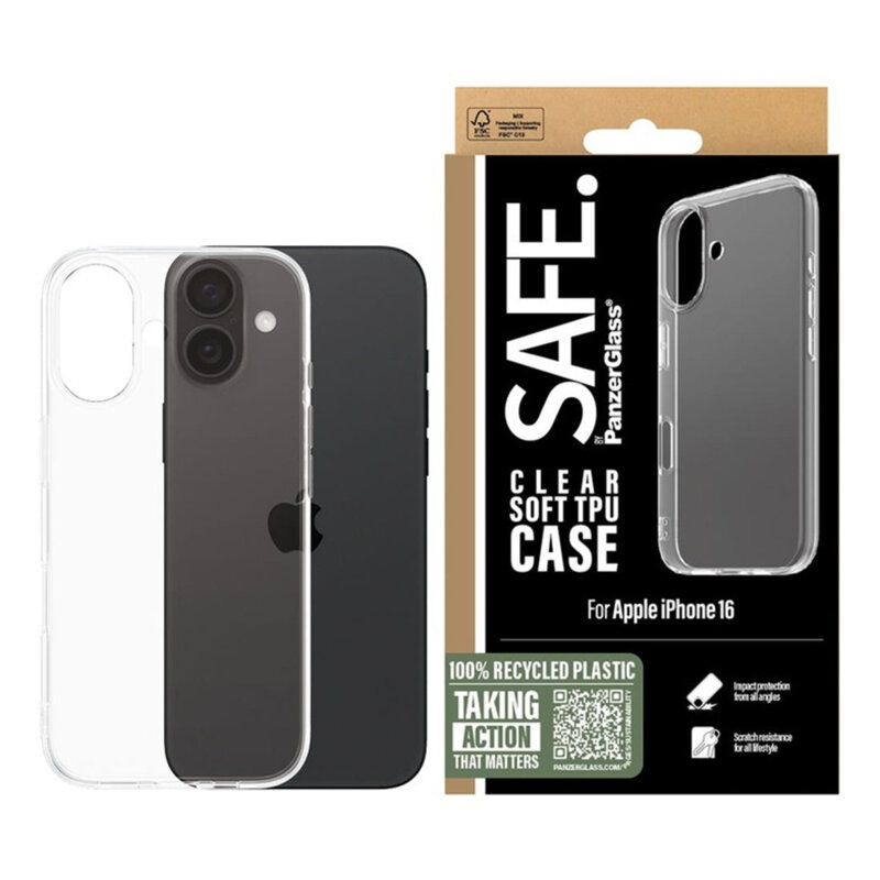 Husa iPhone 16 SAFE. by PanzerGlass® TPU Series, transparenta