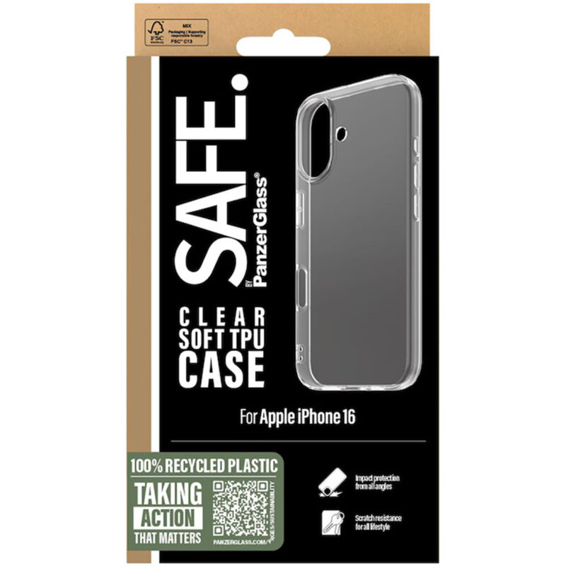 Husa iPhone 16 SAFE. by PanzerGlass® TPU Series, transparenta