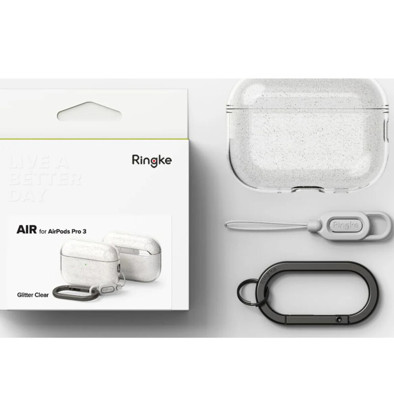 Husa AirPods Pro 3 Ringke Air, transparent/sclipici