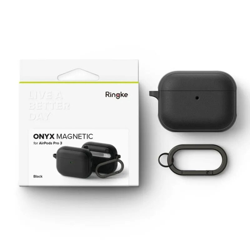 Husa AirPods Pro 3 cu carabinera Ringke Onyx Magnetic, negru