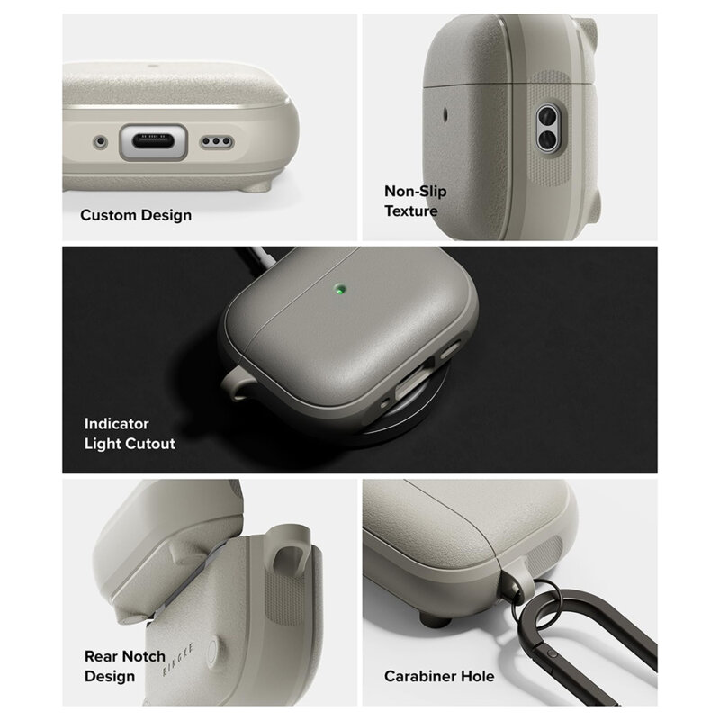 Husa AirPods Pro 3 cu carabinera Ringke Onyx Magnetic, gri