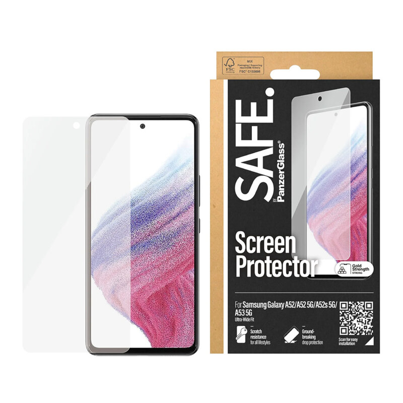 Folie Samsung Galaxy A52 4G SAFE. by PanzerGlass® Ultra-Wide Fit, transparenta