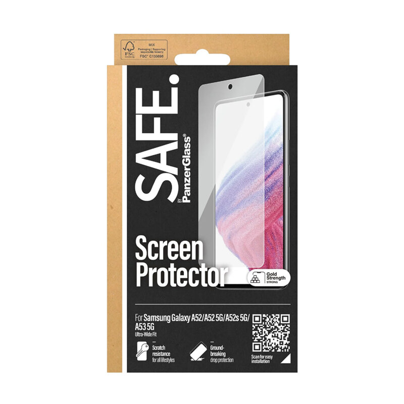 Folie Samsung Galaxy A52 4G SAFE. by PanzerGlass® Ultra-Wide Fit, transparenta