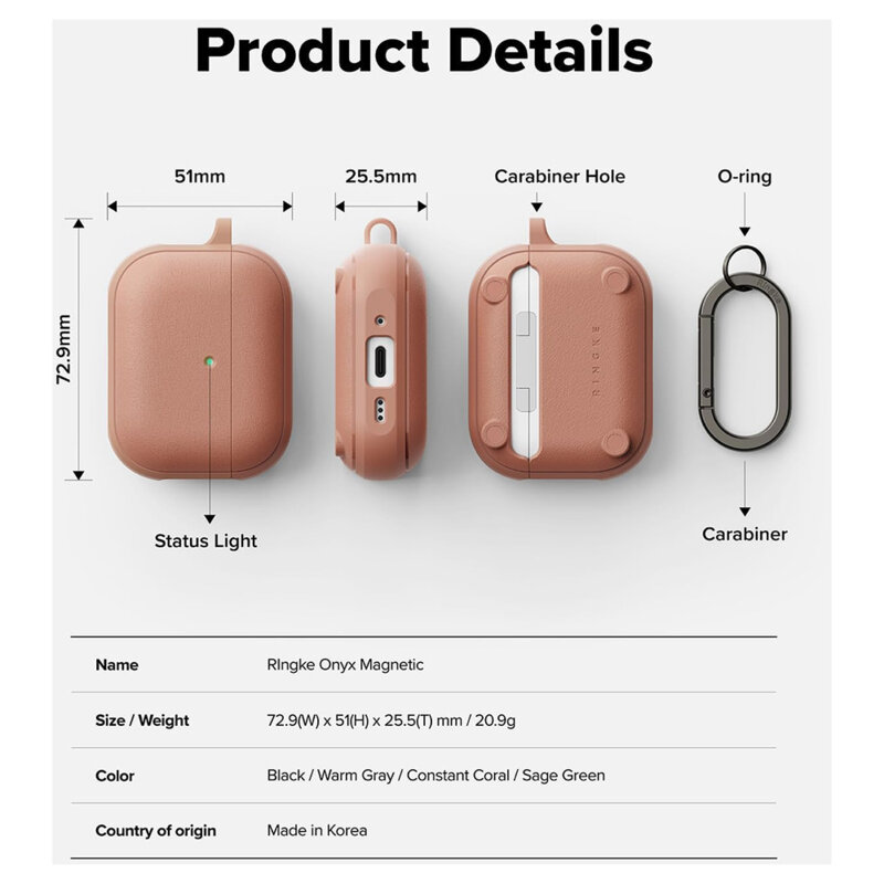 Husa AirPods Pro 3 cu carabinera Ringke Onyx Magnetic, oranj