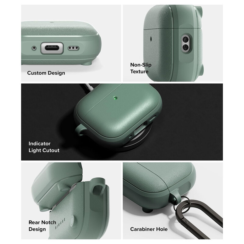 Husa AirPods Pro 3 cu carabinera Ringke Onyx Magnetic, verde