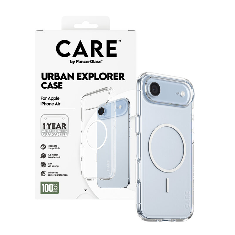 Husa iPhone 17 Air PanzerGlass® CARE Flagship Urban Explorer White MagSafe, transparenta