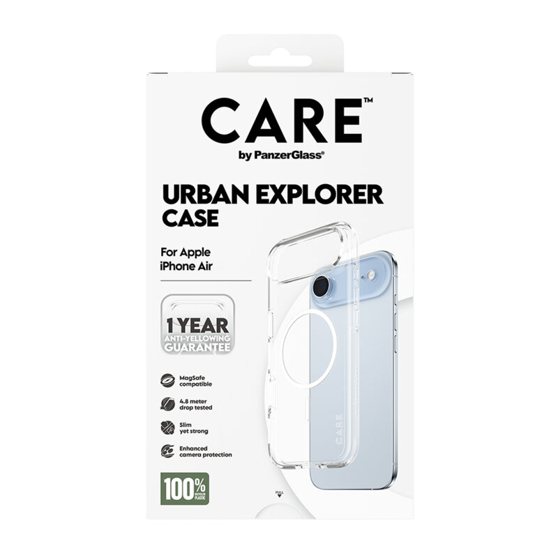 Husa iPhone 17 Air PanzerGlass® CARE Flagship Urban Explorer White MagSafe, transparenta