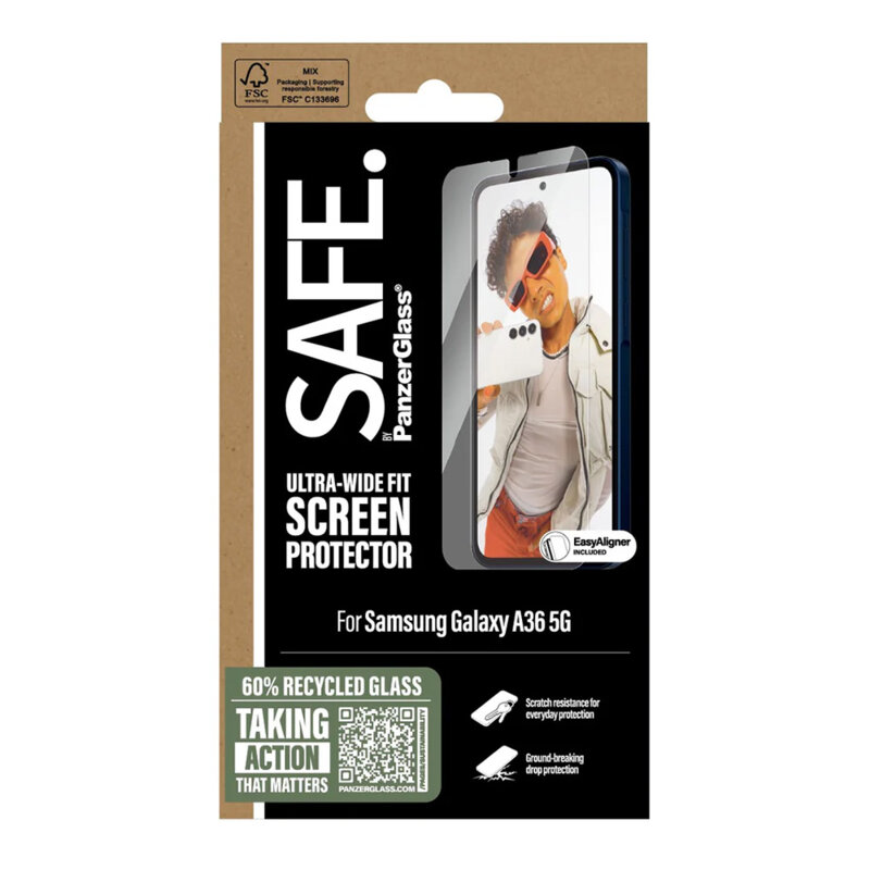 Folie Samsung Galaxy A36 5G SAFE. by PanzerGlass® Ultra-Wide Fit w. Aligner, transparenta