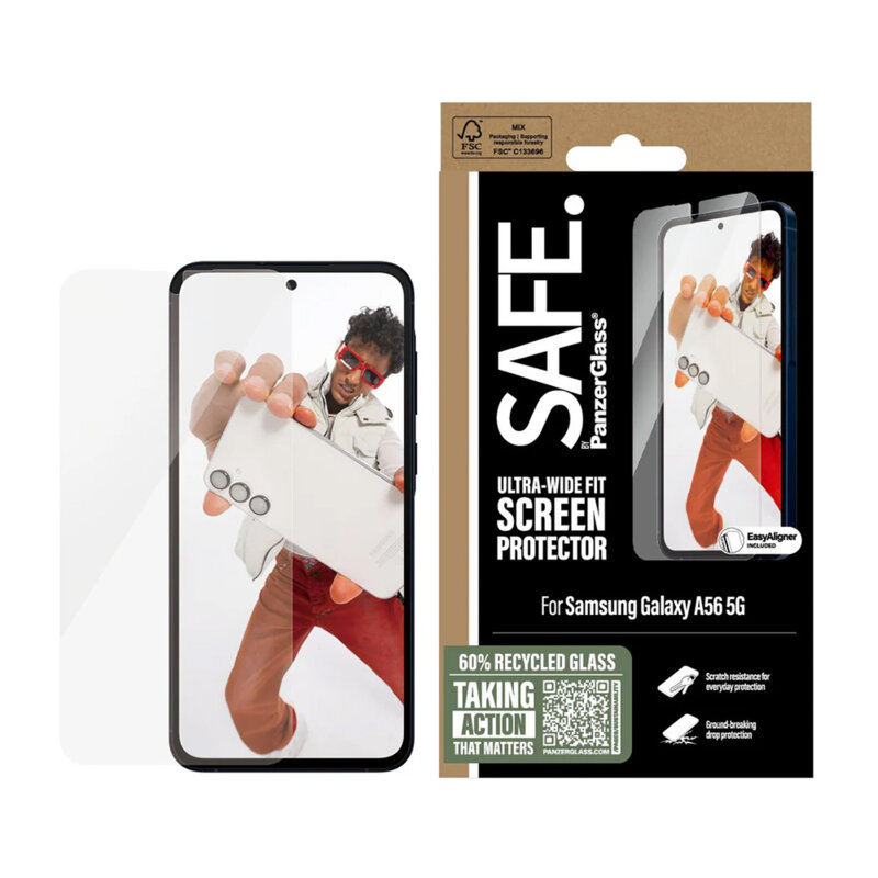 Folie Samsung Galaxy A56 5G SAFE. by PanzerGlass® Ultra-Wide Fit w. Aligner, transparenta