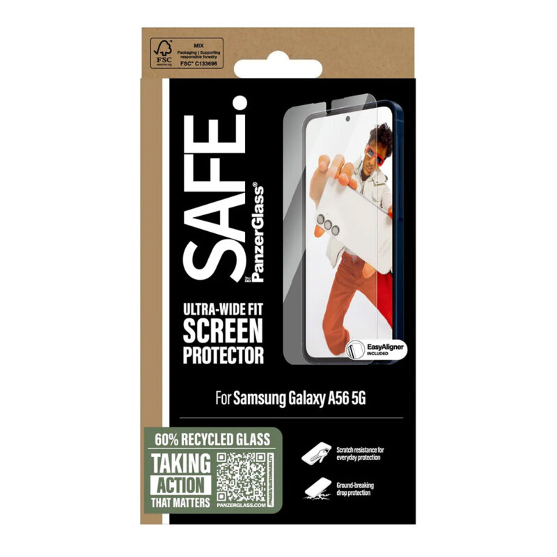 Folie Samsung Galaxy A56 5G SAFE. by PanzerGlass® Ultra-Wide Fit w. Aligner, transparenta
