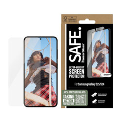 Folie Samsung Galaxy S25 SAFE. by PanzerGlass® Ultra-Wide Fit w. Aligner, transparenta