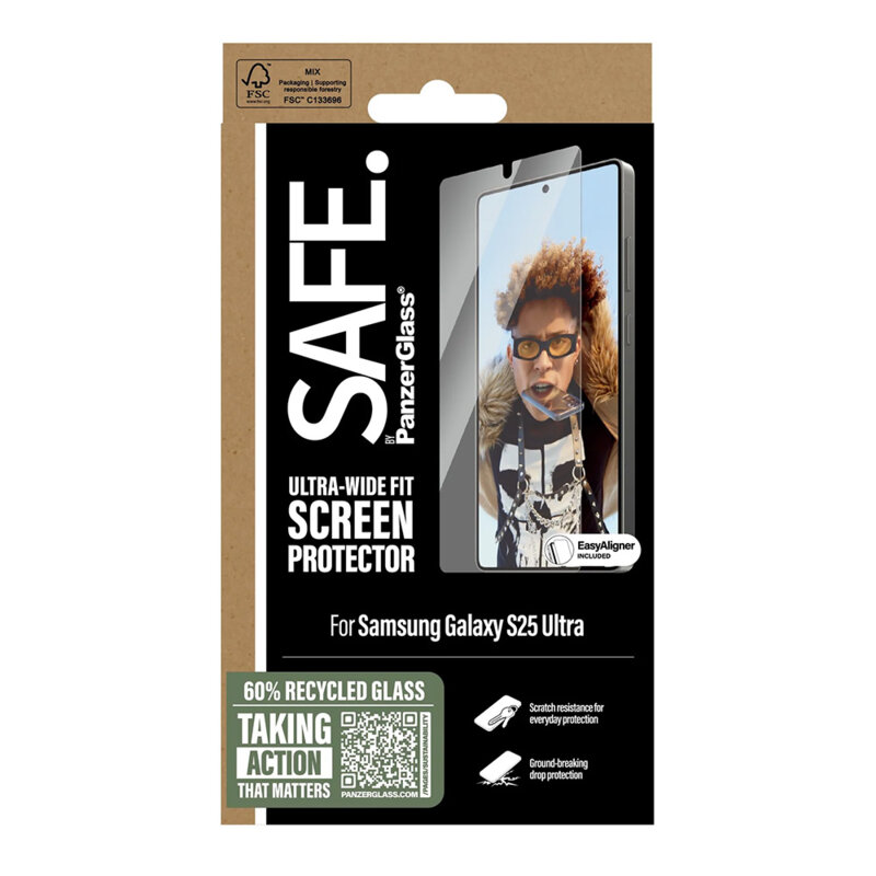 Folie Samsung Galaxy S25 Ultra SAFE. by PanzerGlass® Ultra-Wide Fit w. Aligner, transparenta