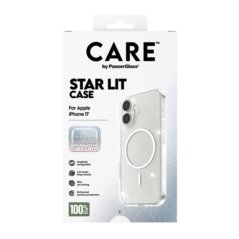 Husa iPhone 17 PanzerGlass® CARE Flagship Urban Explorer Star Lit White MagSafe, transparenta