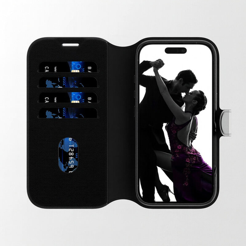 Husa Samsung Galaxy S25 Ultra PanzerGlass® CARE Feature Case Tango Two-in-One Wallet, negru