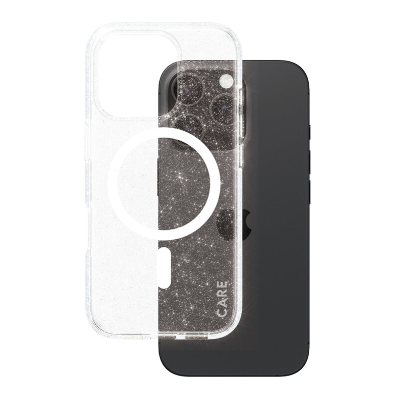 Husa iPhone 16 Pro PanzerGlass® CARE Flagship Urban Combat Star Lit White MagSafe, transparenta