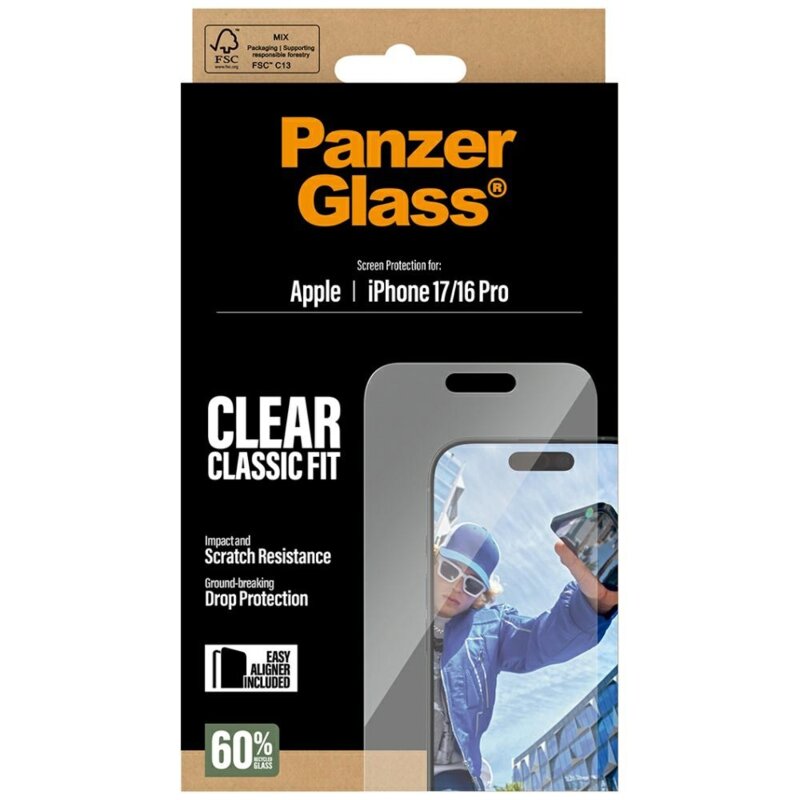 Folie iPhone 17 PanzerGlass® Classic Fit w. EasyAligner, transparenta
