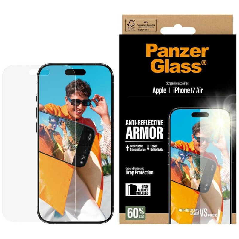 Folie iPhone 17 Air mata PanzerGlass® Anti-Reflective Armor w. EasyAligner, transparenta