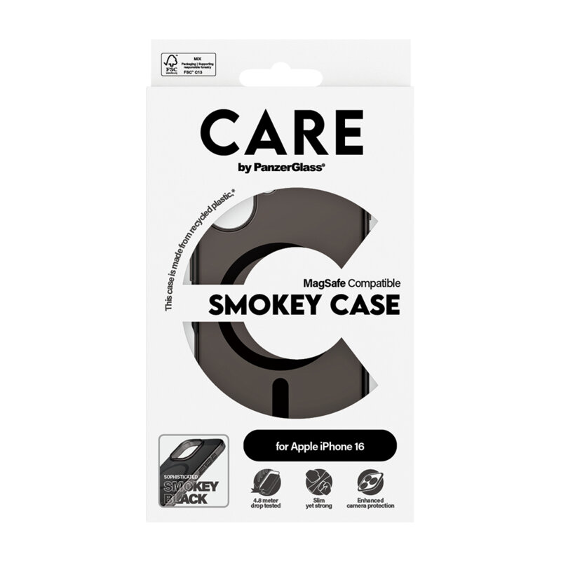 Husa iPhone 16 PanzerGlass® CARE Flagship Urban Combat Black MagSafe, fumuriu