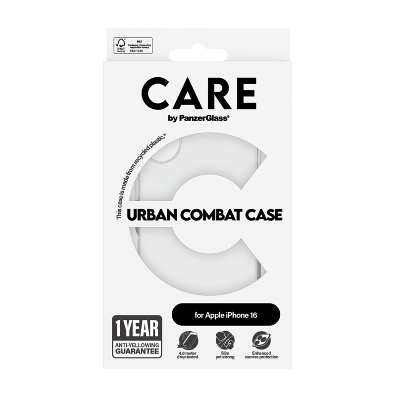 Husa iPhone 16 PanzerGlass® CARE Flagship Urban Combat, transparenta