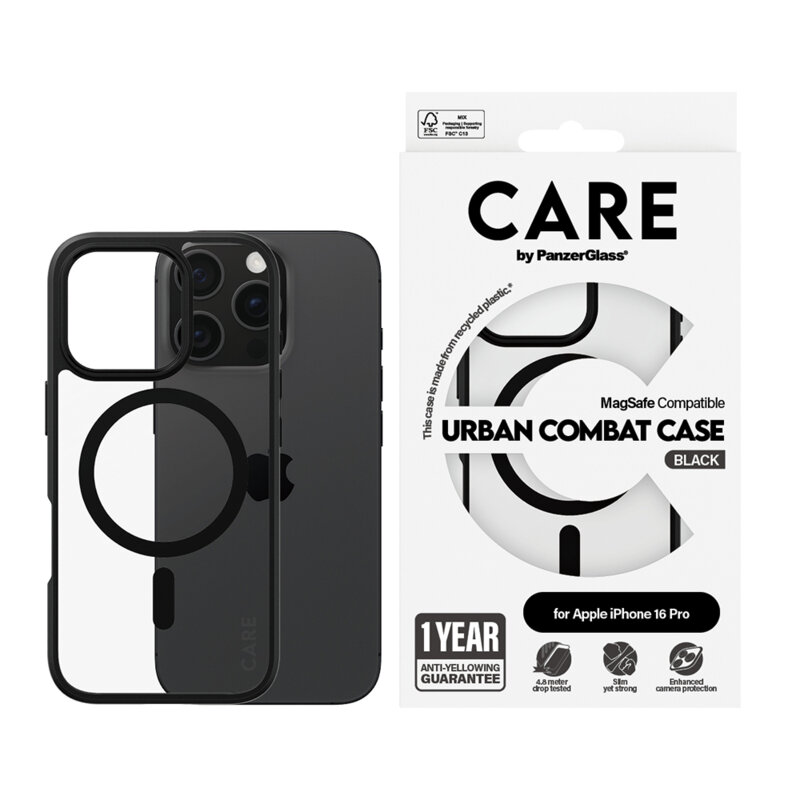 Husa iPhone 16 Pro PanzerGlass® CARE Flagship Urban Combat Black MagSafe, negru