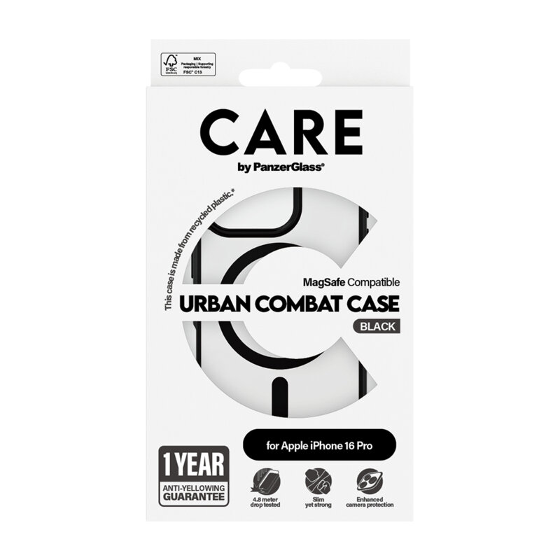 Husa iPhone 16 Pro PanzerGlass® CARE Flagship Urban Combat Black MagSafe, negru