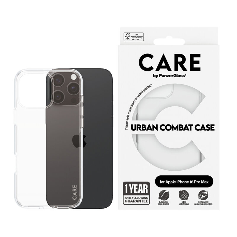 Husa iPhone 16 Pro PanzerGlass® CARE Flagship Urban Combat, transparenta