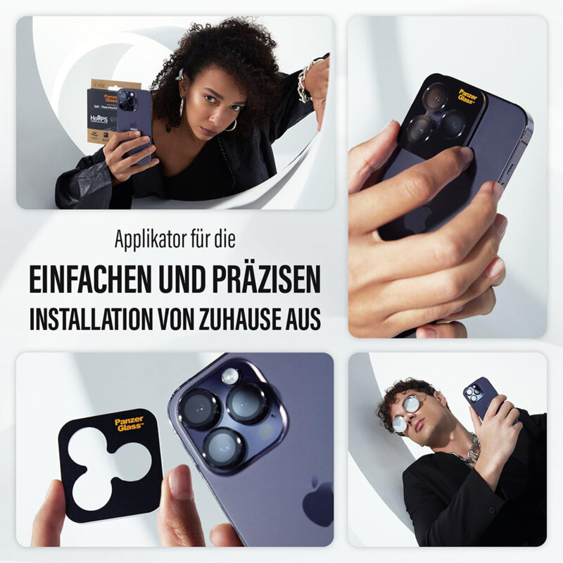 Folie iPhone 16 pentru lentile camera PanzerGlass® Hoops® Series, auriu