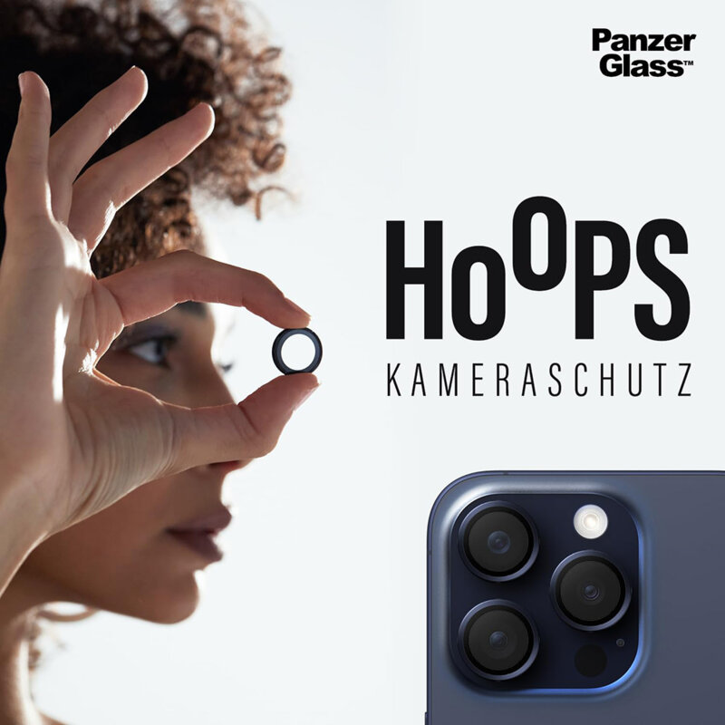 Folie iPhone 16 pentru lentile camera PanzerGlass® Hoops® Series, transparenta