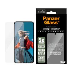 Folie Samsung Galaxy S25 PanzerGlass® Ceramic Ultra-Wide Fit w. EasyAligner, transparenta