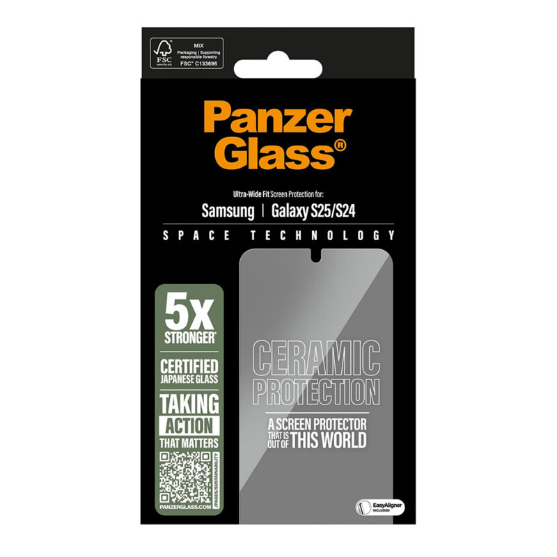 Folie Samsung Galaxy S24 PanzerGlass® Ceramic Ultra-Wide Fit w. EasyAligner, transparenta