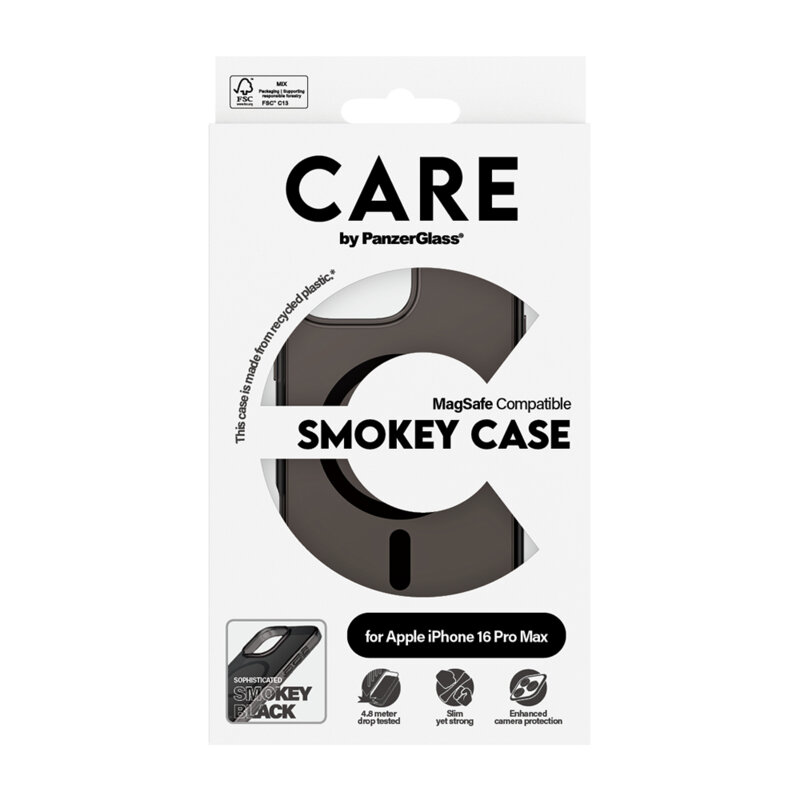 Husa iPhone 16 Pro Max PanzerGlass® CARE Flagship Urban Combat Black MagSafe, fumuriu