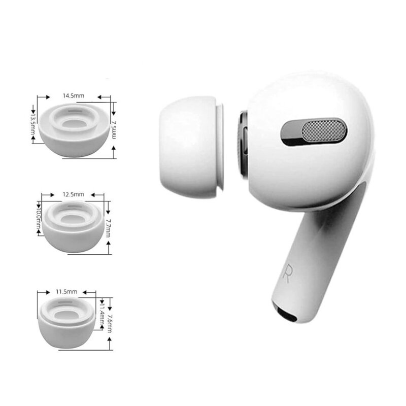 [Pachet 3x] Dopuri casti AirPods Pro 3 din silicon premium Techsuit ET1, alb