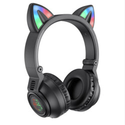 Casti wireless on-ear BT5.0, Borofone Cat Ear, BO18, negru