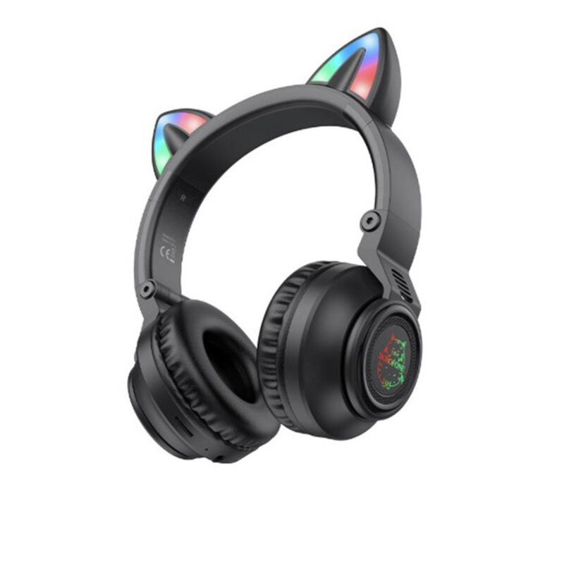 Casti wireless on-ear BT5.0, Borofone Cat Ear, BO18, negru