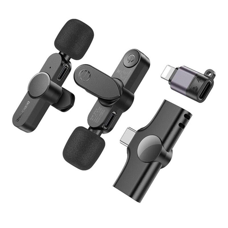 [Pachet 2x] Microfon tip lavariera wireless Borofone Trophy, BFK12