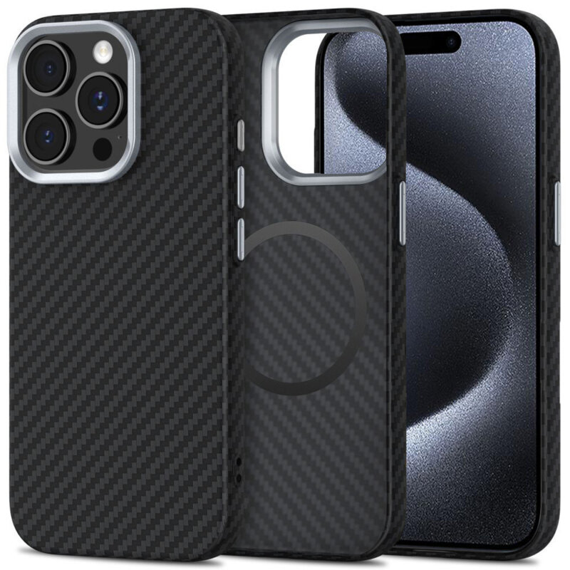 Husa iPhone 15 Pro Techsuit CarbonHalo MagSafe, negru