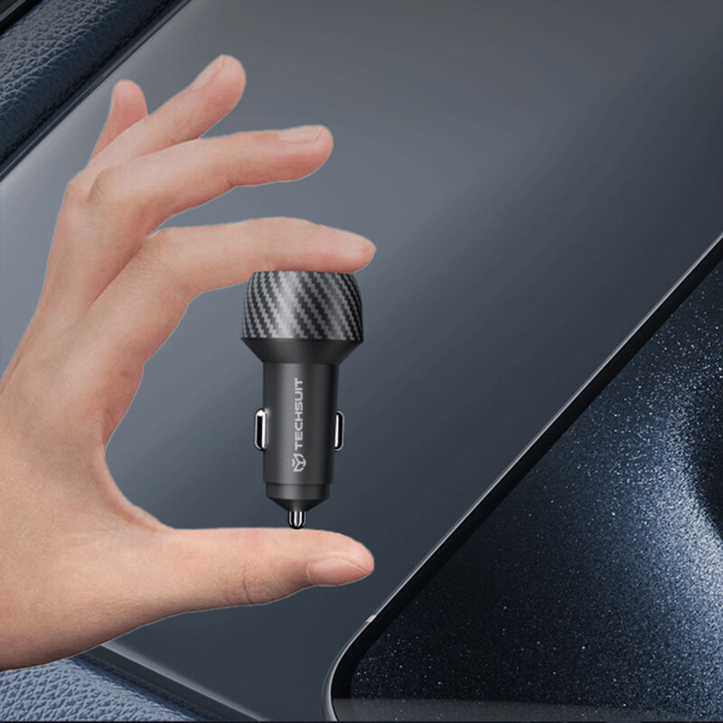 Incarcator auto Fast Charge USB, Type-C, 48W Techsuit C7, negru