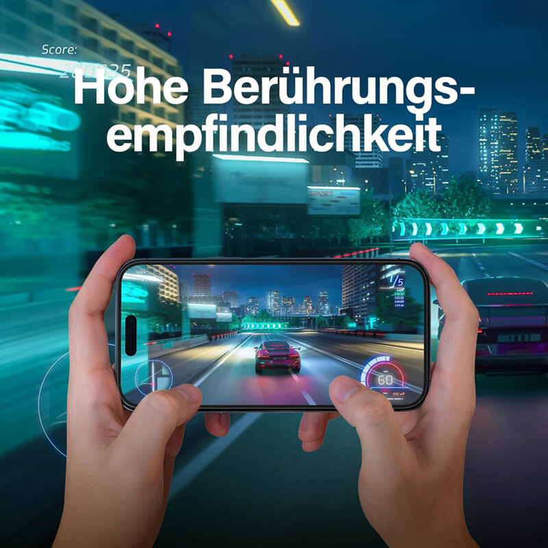 Folie iPhone 16 Pro Max mata gaming PanzerGlass® Ultra-Wide Fit, negru