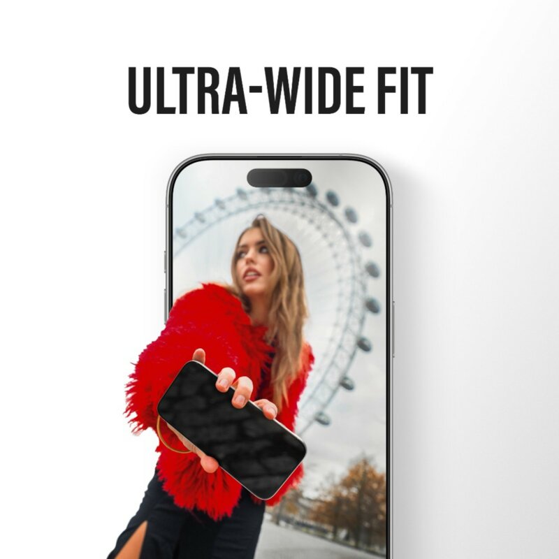 Folie iPhone 17 PanzerGlass® 2-Way Privacy Ultra-Wide Fit w. EasyAligner, negru