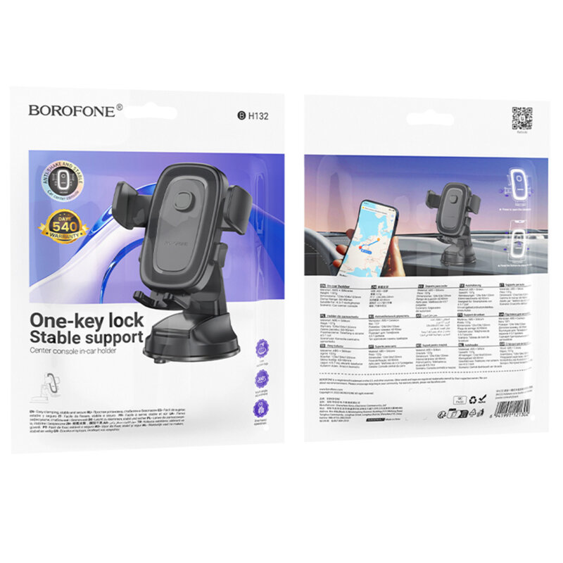 Suport auto pentru telefon, Borofone Follower, negru, BH132
