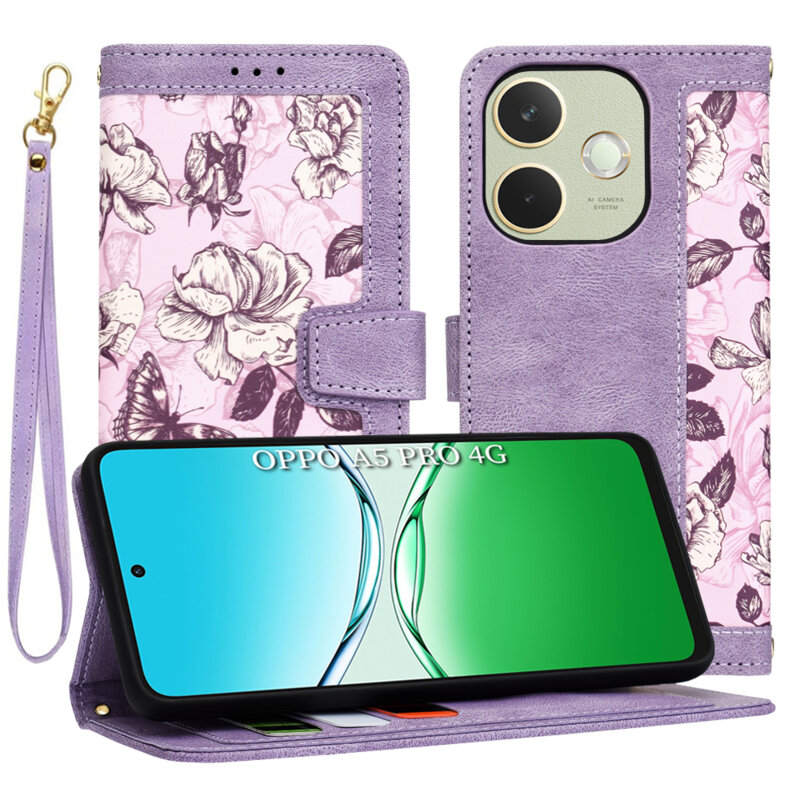 Husa personalizata fete Oppo A5 Pro 4G Techsuit FlipCraft, mov