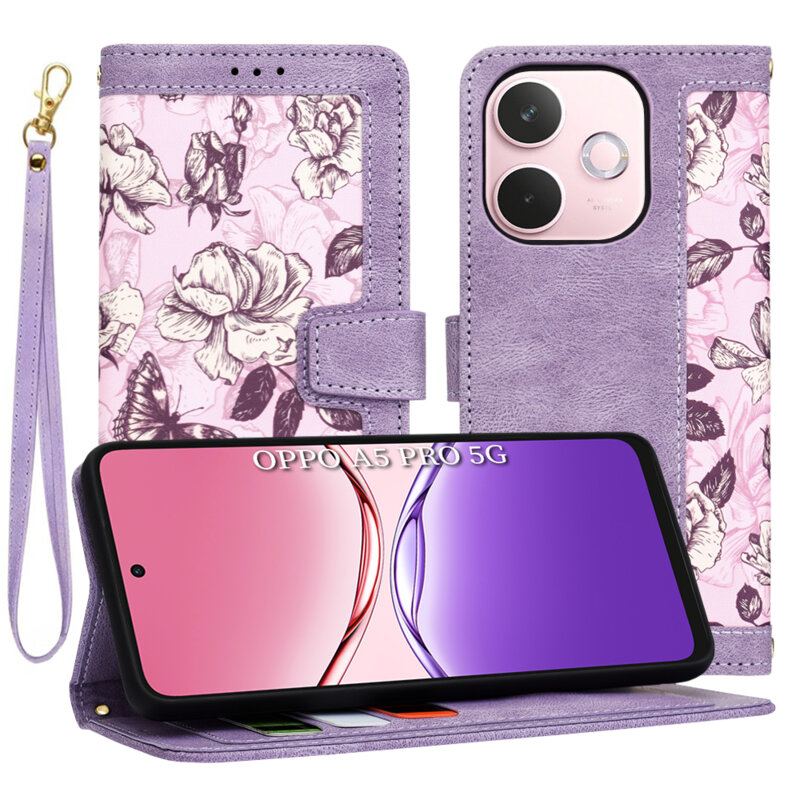 Husa personalizata fete Oppo A5 Pro 5G Techsuit FlipCraft, mov