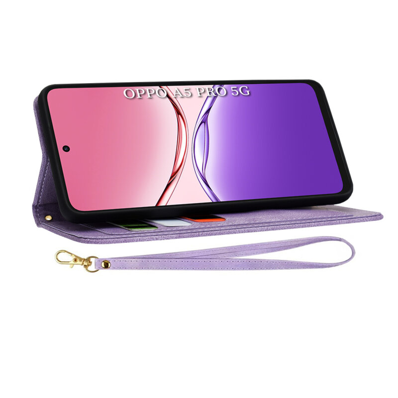 Husa personalizata fete Oppo A5 Pro 5G Techsuit FlipCraft, mov