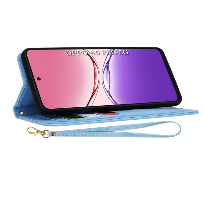Husa personalizata fete Oppo A5 Pro 5G Techsuit FlipCraft, bleu