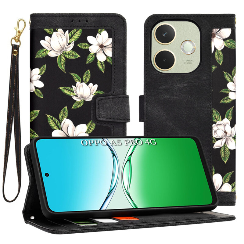 Husa personalizata fete Oppo A5 Pro 4G Techsuit FlipCraft, negru